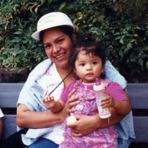 Laura around age three with her mom. Laura's mother was undocumented when she was young.
